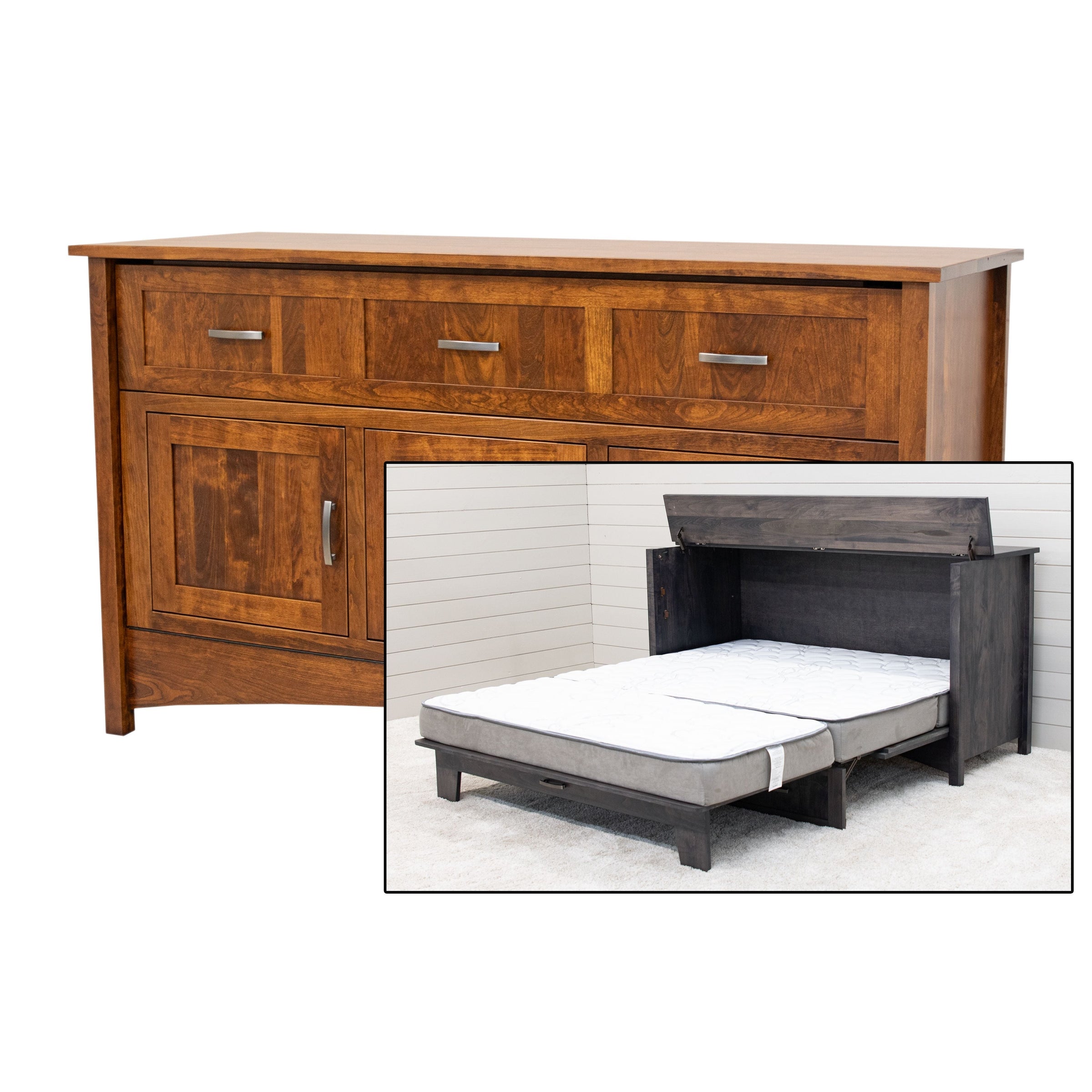 Amish Mission Cherry Wood Murphy Bed Cabinet | MC