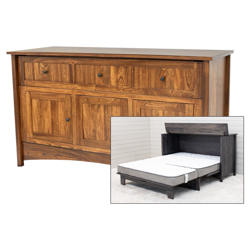 Amish Mission Elm Wood Murphy Bed Cabinet | MC
