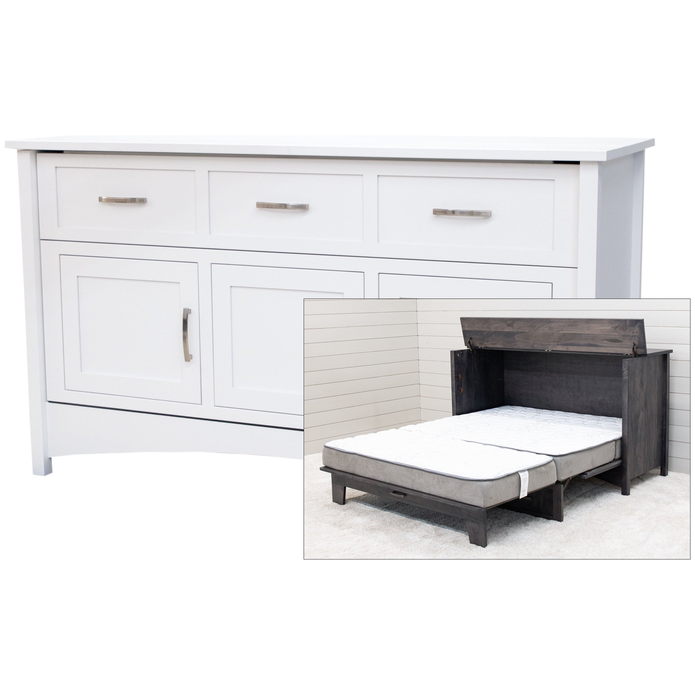 Amish Mission Maple Wood White Murphy Bed Cabinet | DW