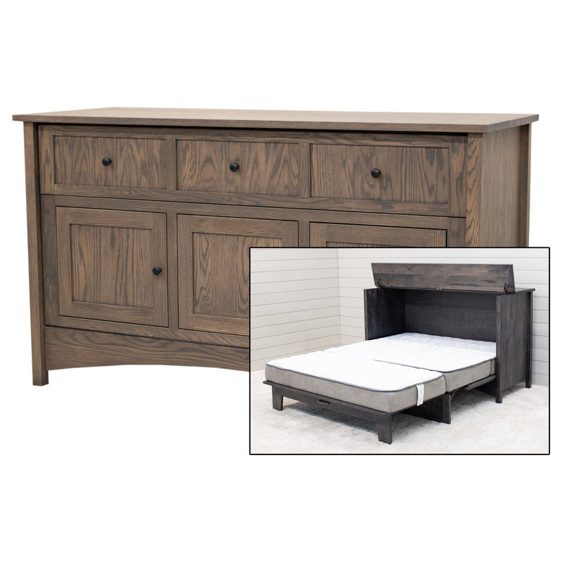 Amish Mission Oak Wood Murphy Bed Cabinet | GY