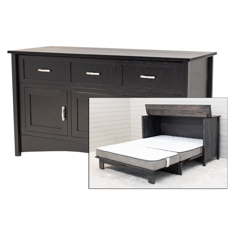 Amish Mission Oak Wood Black Murphy Bed Cabinet | EB