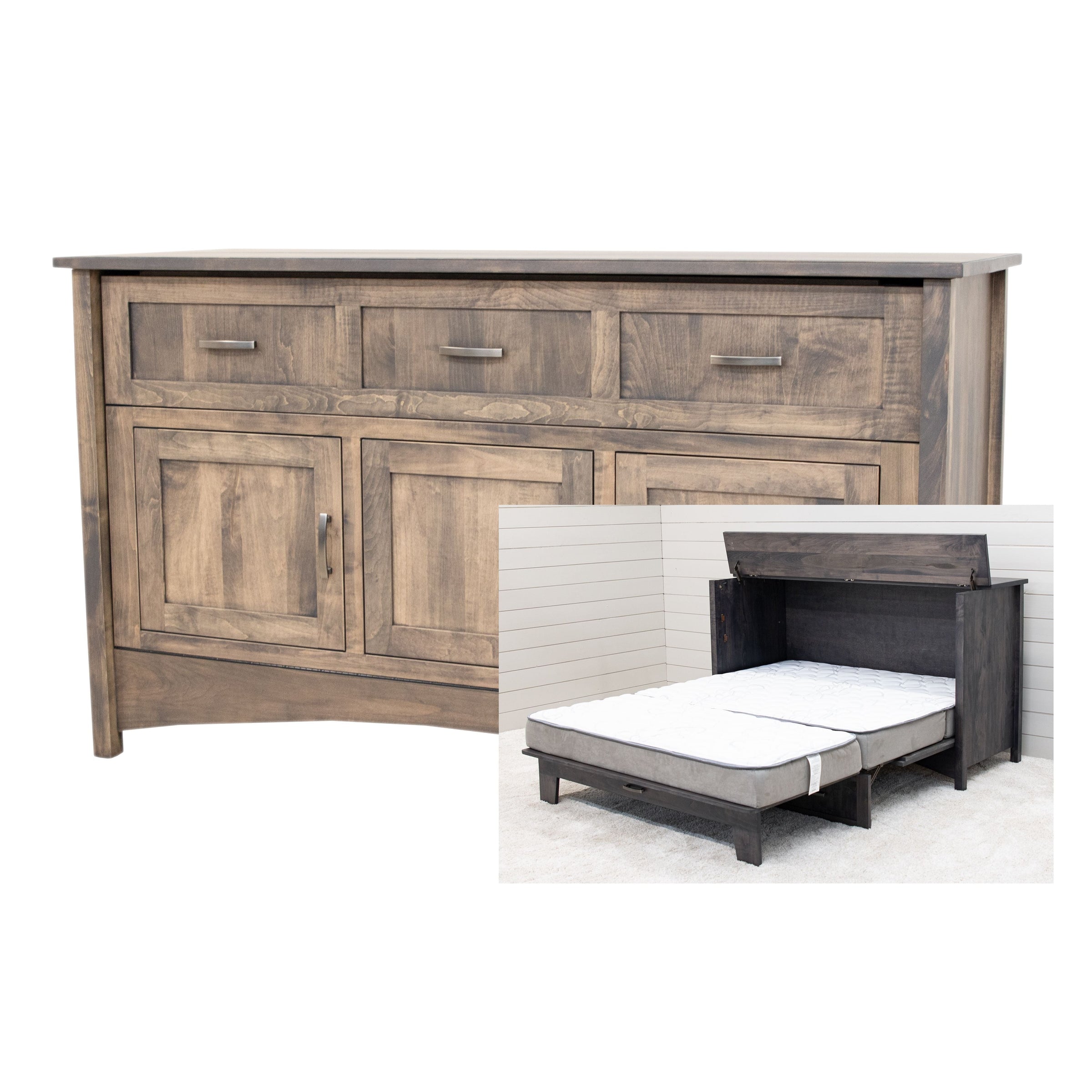 Amish Mission Maple Wood Murphy Bed Cabinet | SP