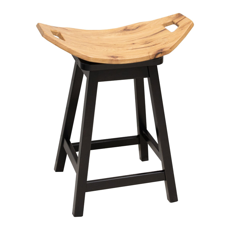 Monte 24" Saddle Black & Wood Swivel Bar Stool | M-EB&RH-NAT