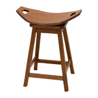 Monte 24" Saddle Rustic Quarter Sawn White Oak Wood Swivel Bar Stool | MC