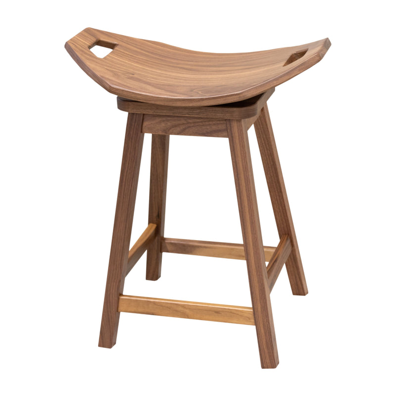 Monte 24" Saddle Walnut Wood Swivel Bar Stool | NAT