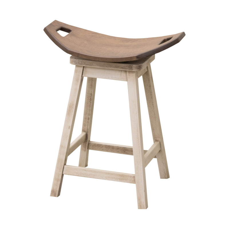 Monte 24" Saddle White & Wood Swivel Bar Stool | M-CS&DCD