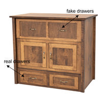 Amish Mission Maple Wood Twin Size Murphy Bed Cabinet with Drawers | HC