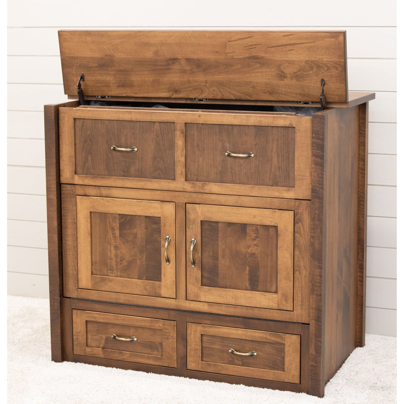 Amish Mission Maple Wood Twin Size Murphy Bed Cabinet with Drawers | CO