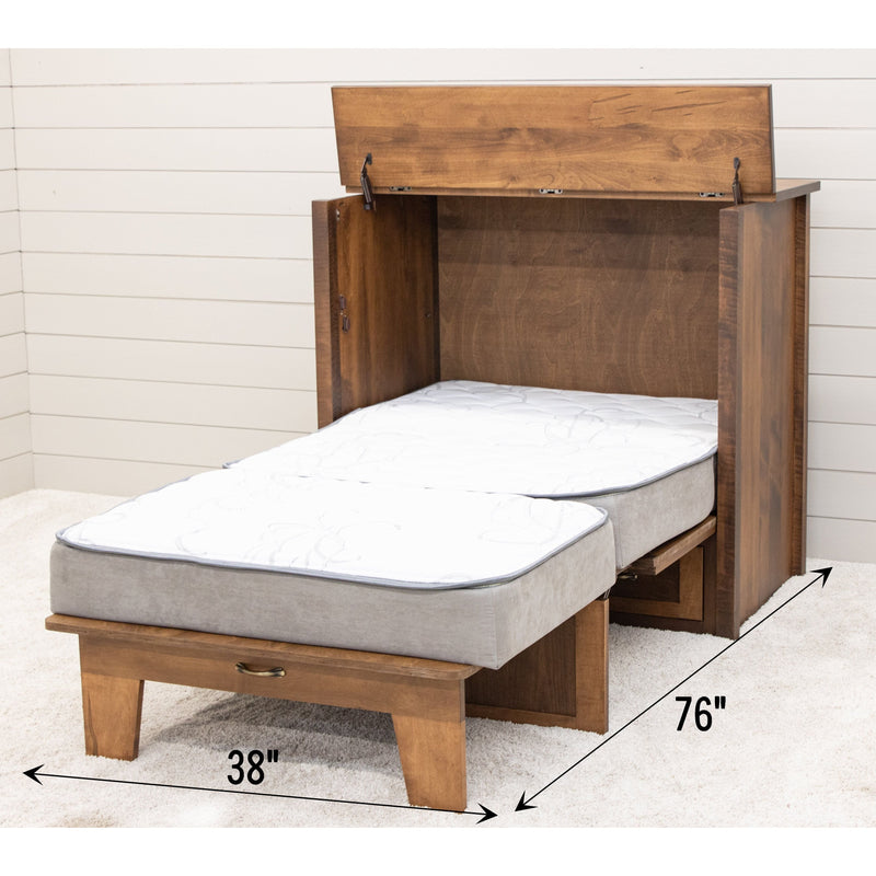 Amish Mission Maple Wood Twin Size Murphy Bed Cabinet with Drawers | CO