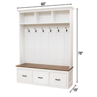 Amish Shaker White & Wood Hall Tree Bench | M-DW&CO