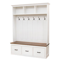 Amish Shaker White & Wood Hall Tree Bench | M-DW&CO