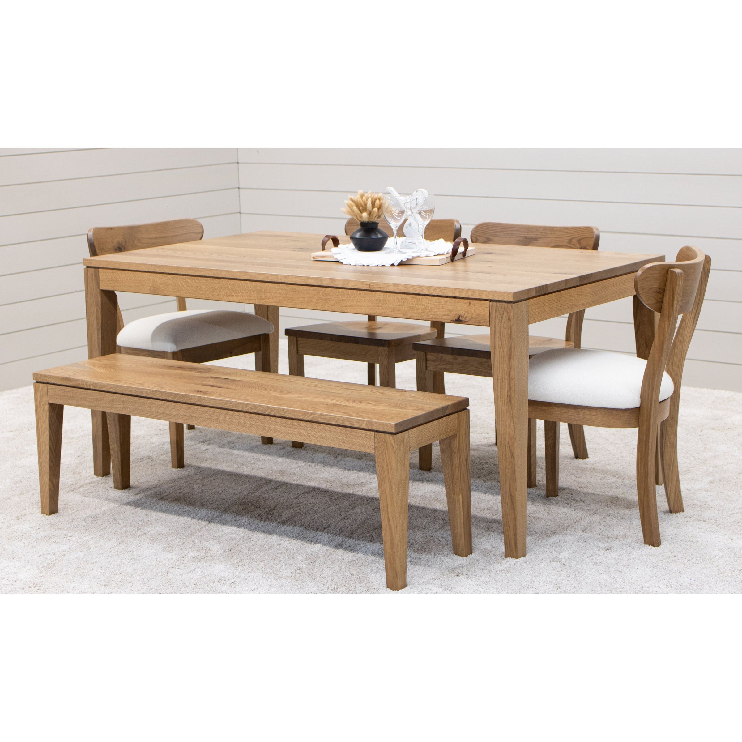 Milton Mid Century White Oak Wood Dining Bench | CO