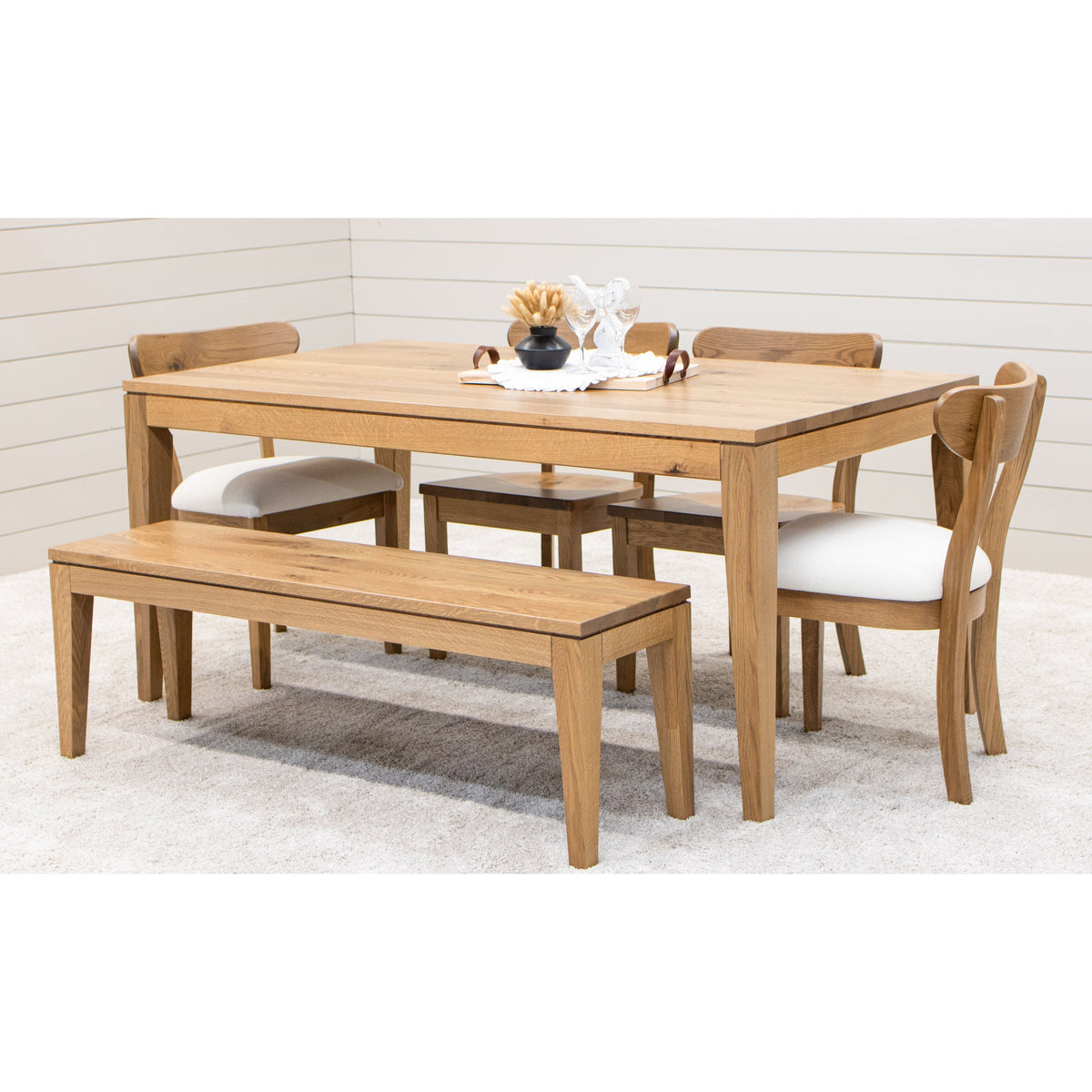 Winsome Rustic White Oak Wood Mid Century Side Dining Chair with Fabric Seat | DS