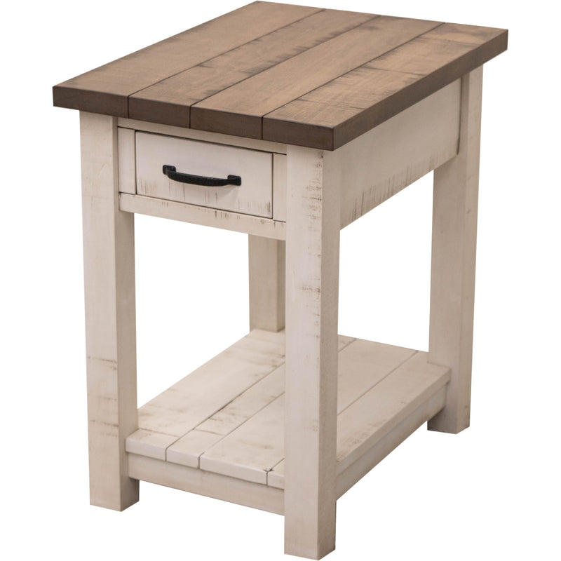 Montego White & Wood Small Rectangle Open End Table | M-CS&DCD