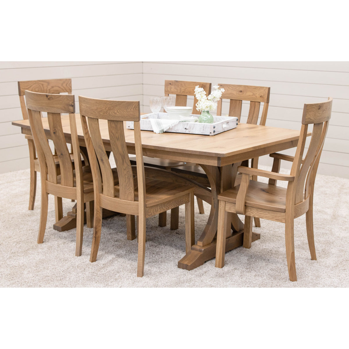 Holmes Rustic White Oak Wood Arm Dining Chair | DS