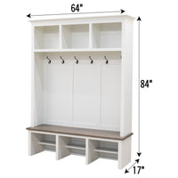 Millersburg White & Wood Hall Tree Bench | M-DW&DCD