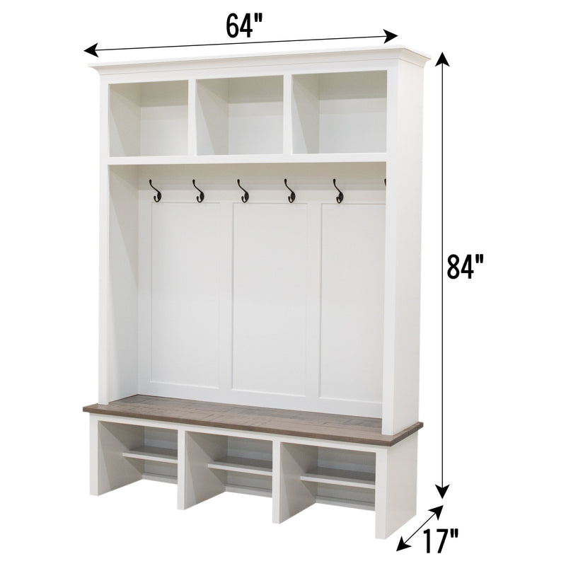 Millersburg White & Wood Hall Tree Bench | M-DW&DCD