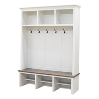 Millersburg White & Wood Hall Tree Bench | M-DW&DCD
