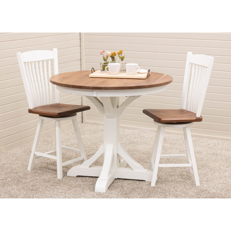 Norris Round White & Wood Pub Table | M-DW&W-NAT
