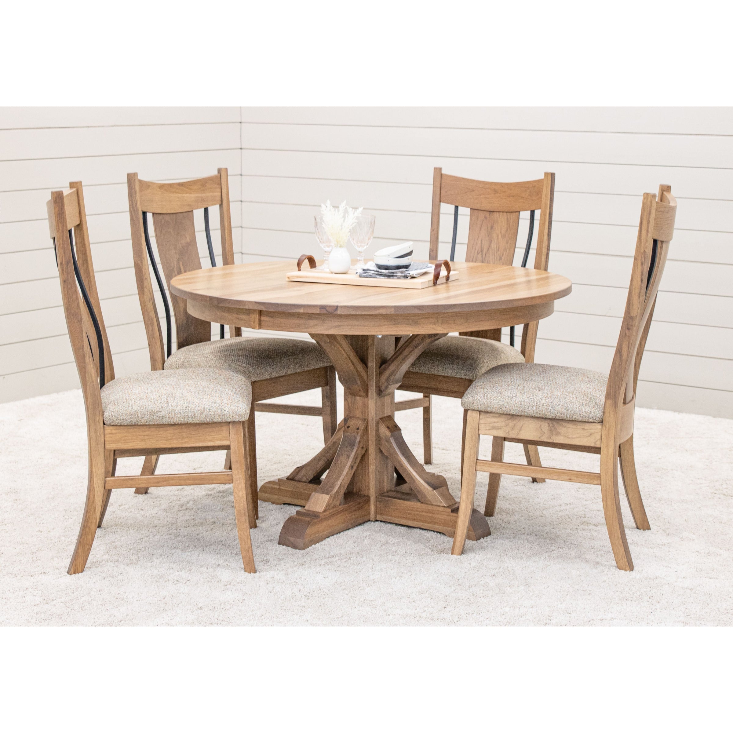 Emerald Hickory Wood Side Dining Chair with Fabric Seat | H-WB&16-150