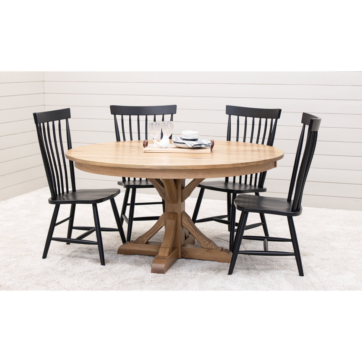 Norris Round White Oak Wood Extending Dining Table | DS