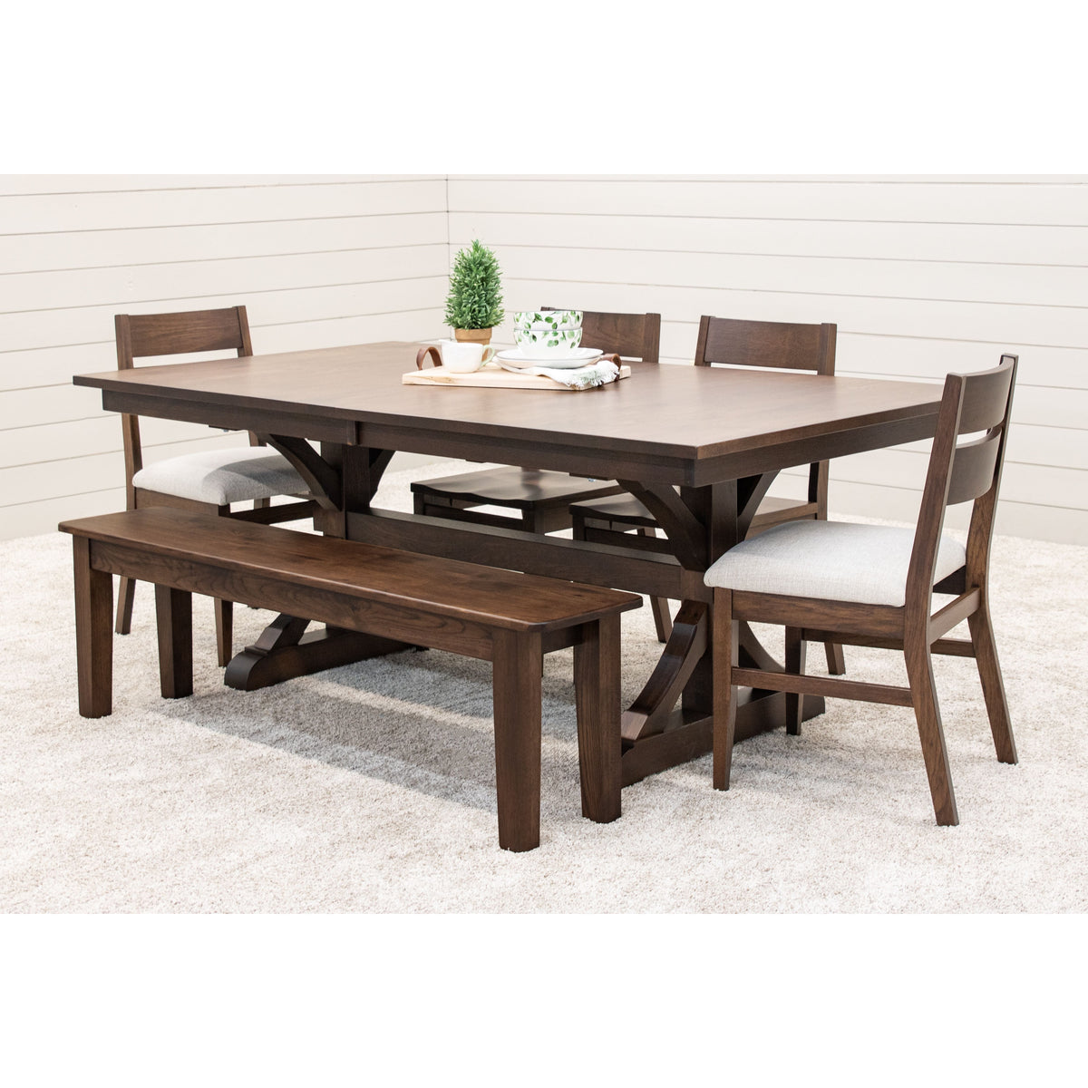Norris Trestle Hickory Wood Extending Dining Table | BV