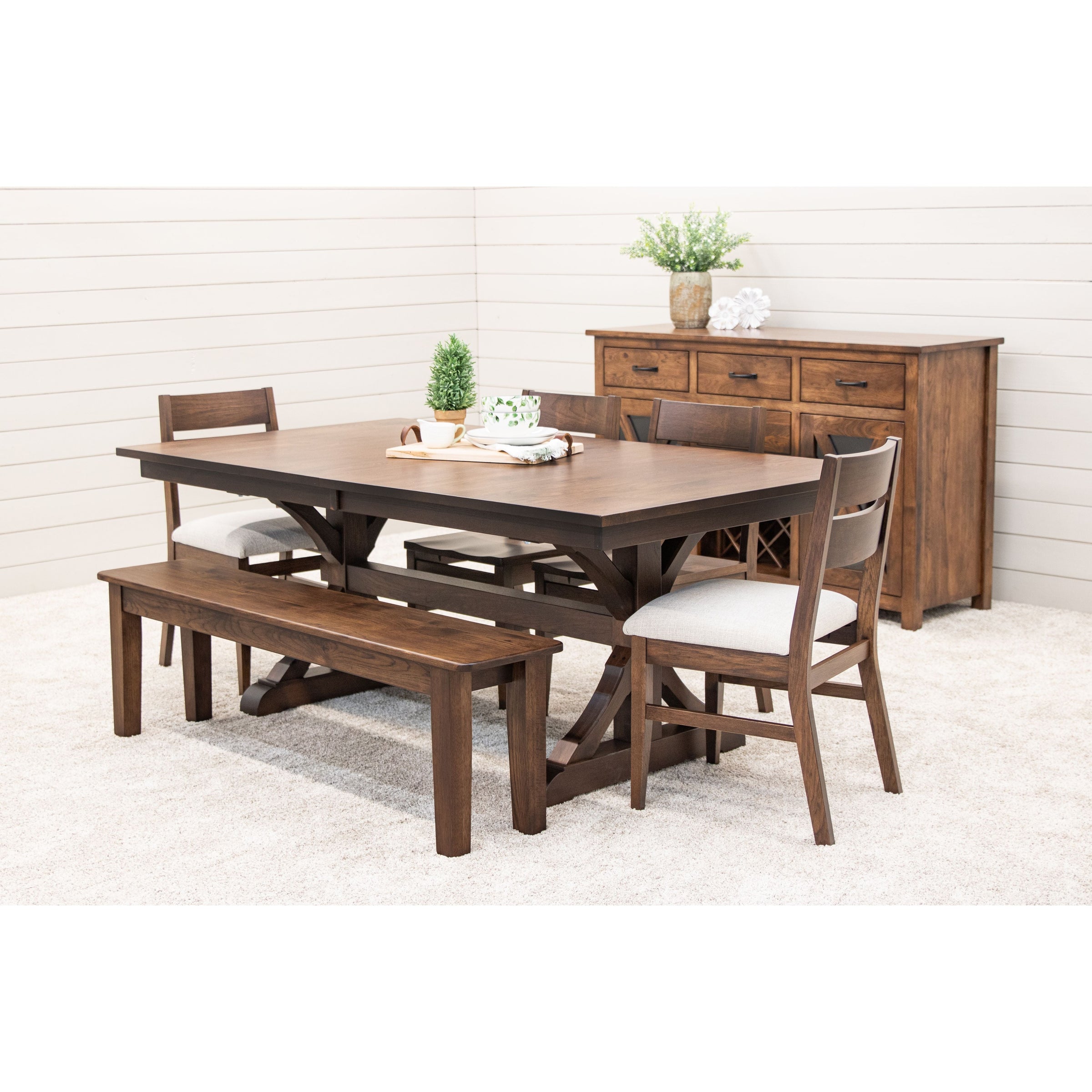 Norris Trestle Hickory Wood Extending Dining Table | BV