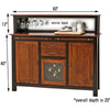 YSF Wine Buffet with Hutch Topper in Black & Wood | M-EB&C-MC