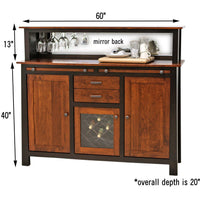 YSF Wine Buffet with Hutch Topper in Black & Wood | M-EB&C-MC