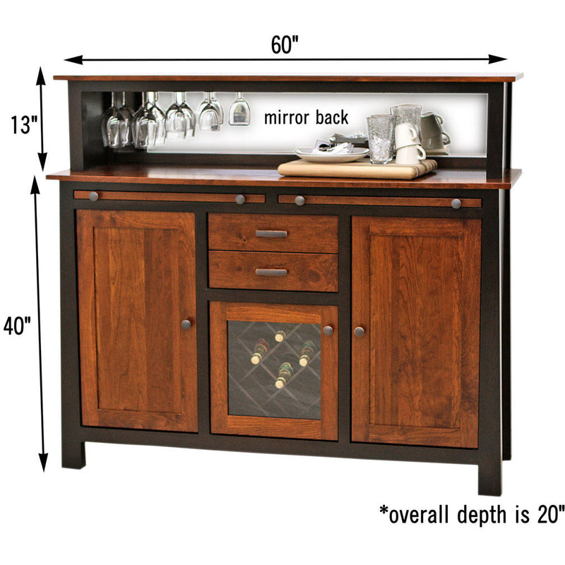 YSF Wine Buffet with Hutch Topper in Black & Wood | M-EB&C-MC