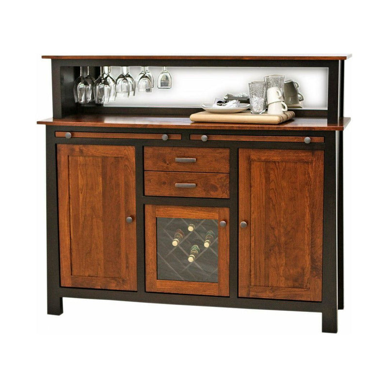 YSF Wine Buffet with Hutch Topper in Black & Wood | M-EB&C-MC