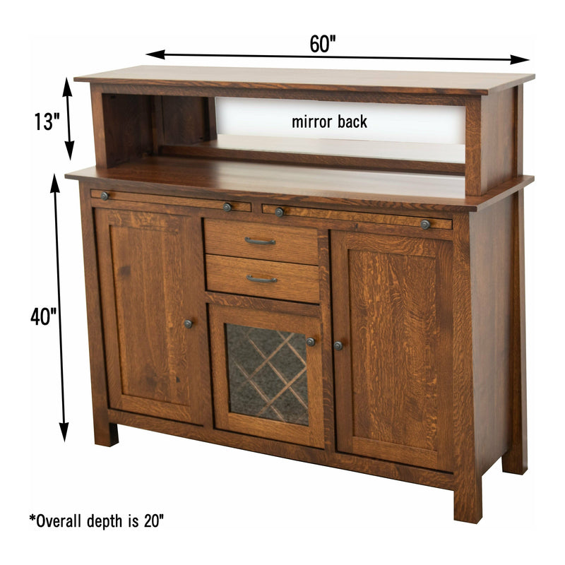 YSF Wine Buffet with Hutch Topper in Quarter Sawn White Oak Wood | GB