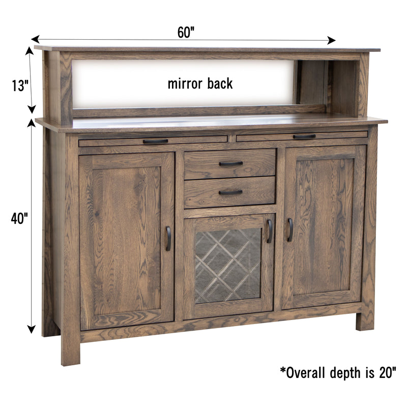 YSF Wine Buffet with Hutch Topper in White Oak Wood | SB