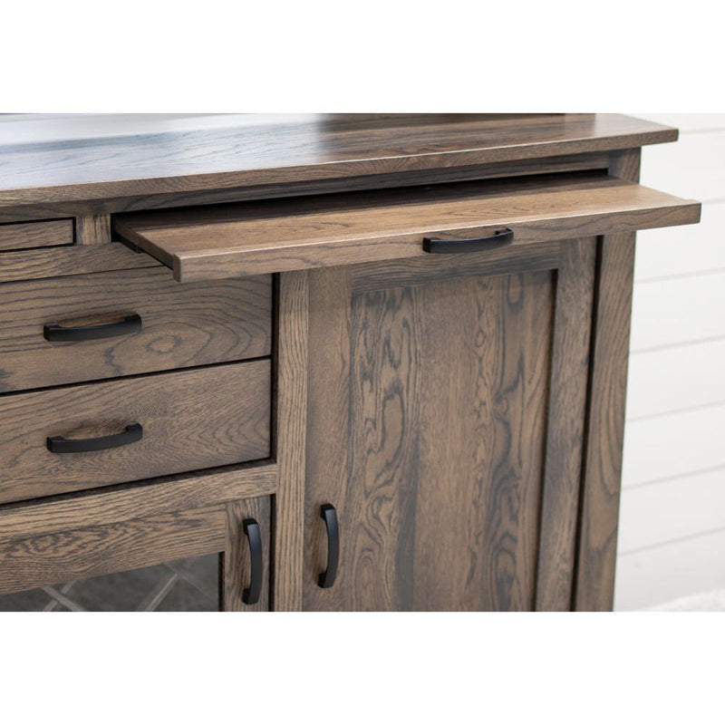YSF Wine Buffet with Hutch Topper in White Oak Wood | SB