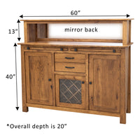 YSF Wine Buffet with Hutch Topper in Hickory Wood | HC