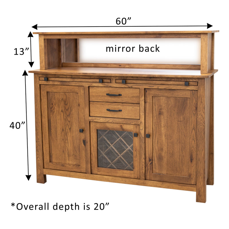 YSF Wine Buffet with Hutch Topper in Hickory Wood | HC
