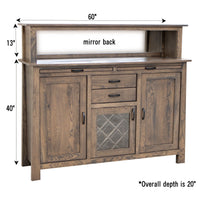 YSF Wine Buffet with Hutch Topper in Walnut Wood | NAT
