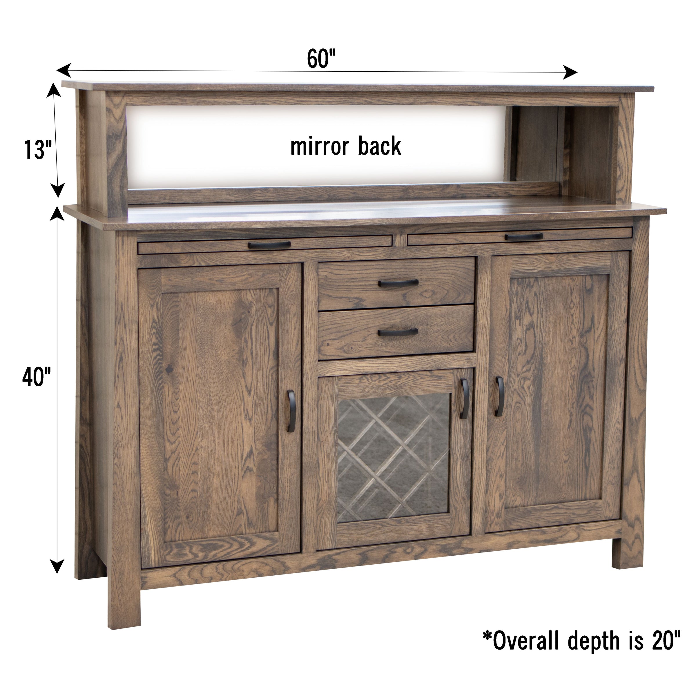 YSF Wine Buffet with Hutch Topper in Walnut Wood | NAT