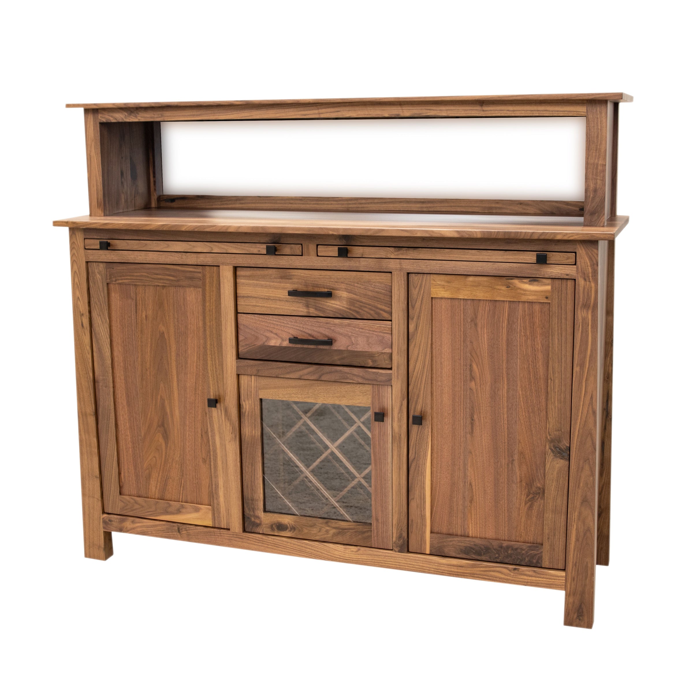 YSF Wine Buffet with Hutch Topper in Walnut Wood | NAT