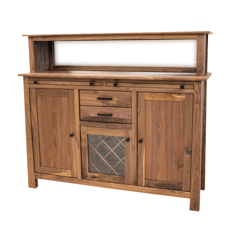 YSF Wine Buffet with Hutch Topper in Walnut Wood | NAT