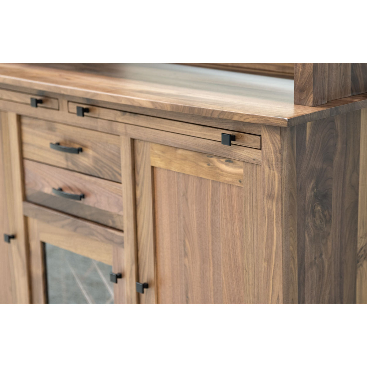 YSF Wine Buffet with Hutch Topper in Walnut Wood | NAT