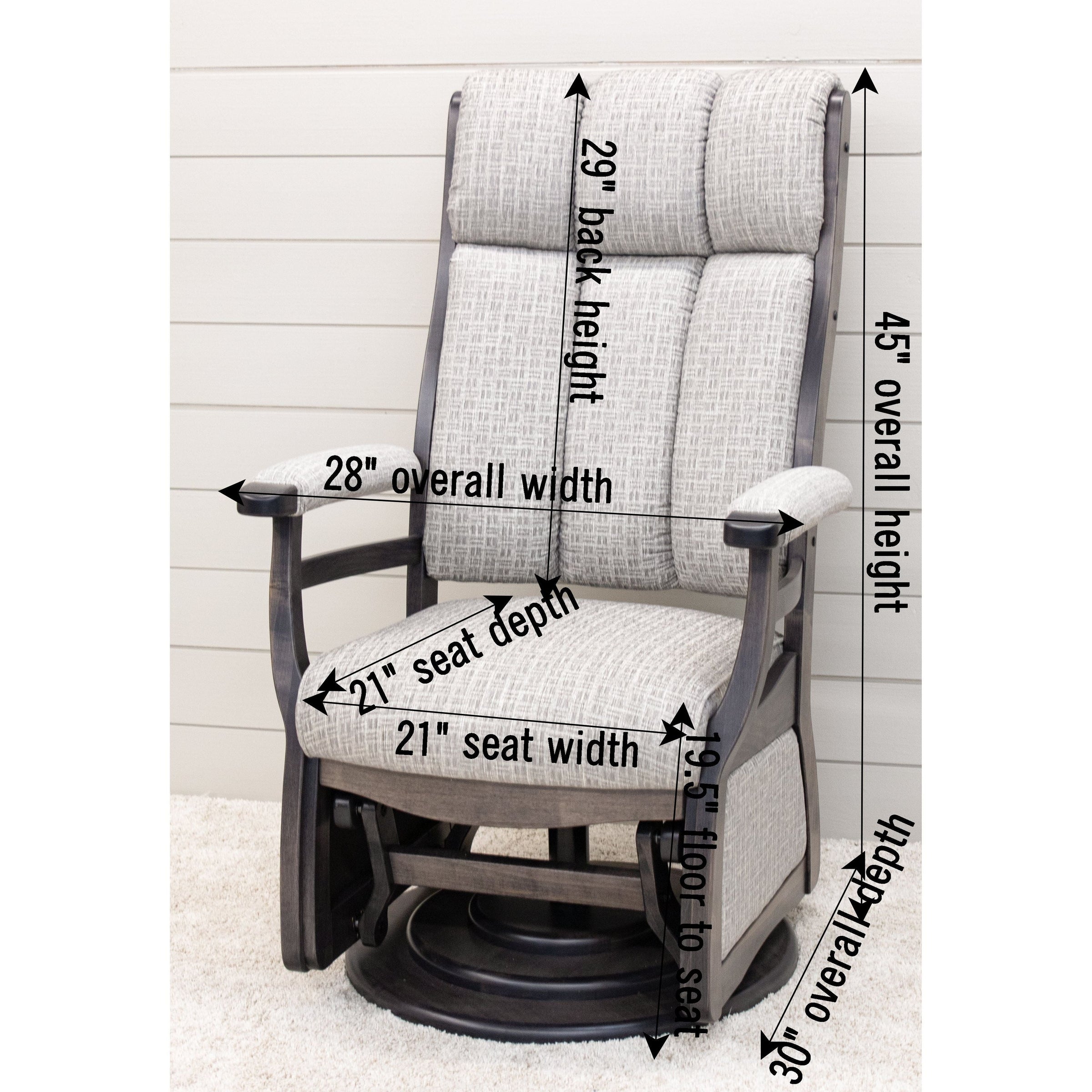 Pennsylvania High Back Upholstered Swivel Glider & Ottoman | E-MC