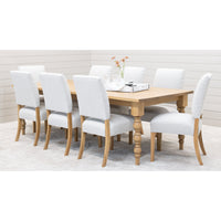 Patterson Turned Leg White Oak Wood Large Extending Dining Table | DS