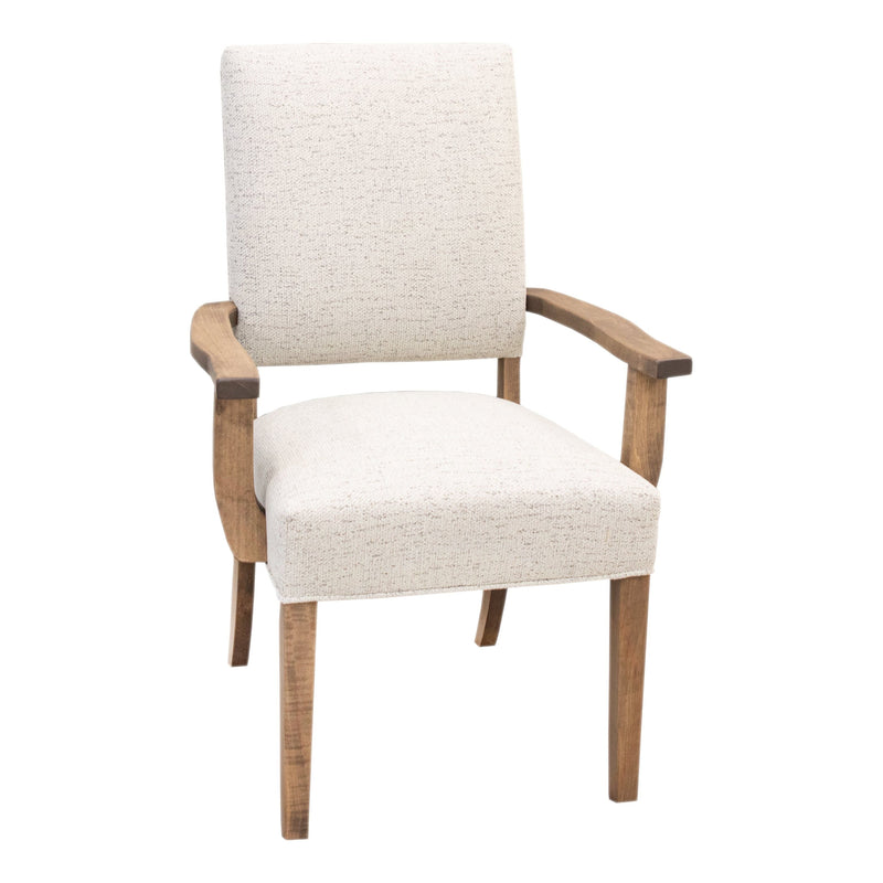 Portals Open Back Upholstered Dining Chair with Wood Arms | 22-63