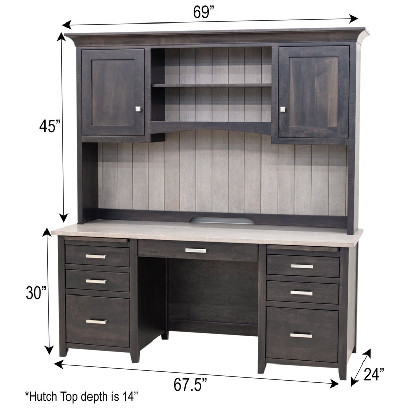 Princeton Black & Wood Desk with Hutch Top | M-DK&RWO-GRB