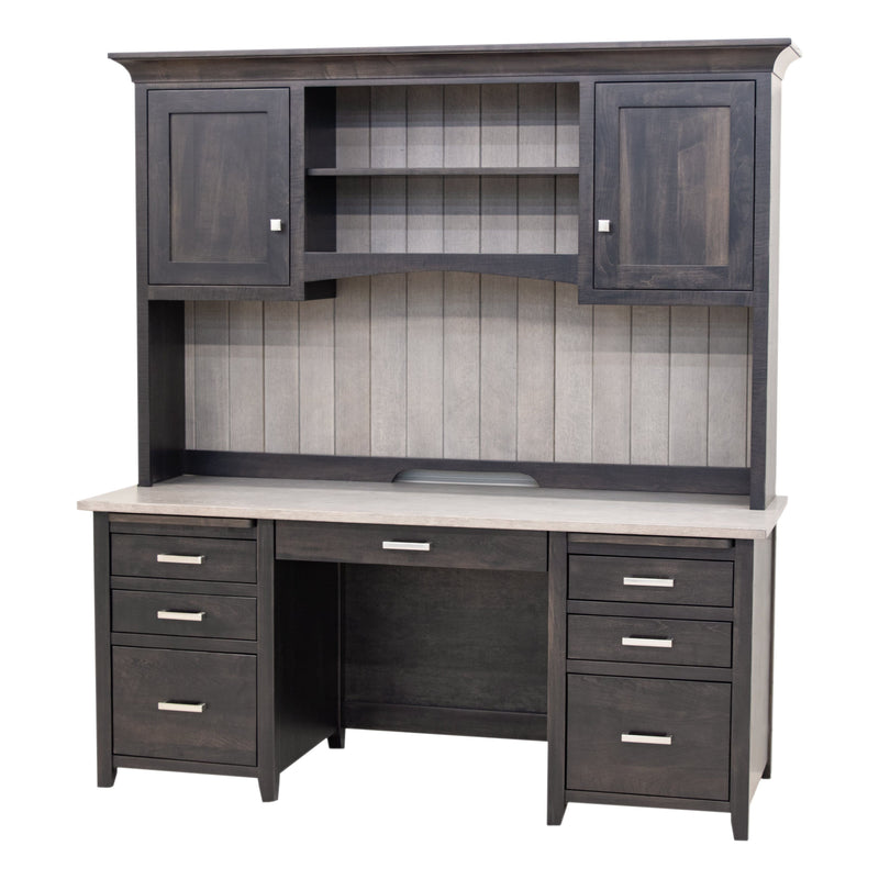 Princeton Black & Wood Desk with Hutch Top | M-DK&RWO-GRB