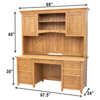 Princeton Oak Wood Desk with Hutch Top | FW