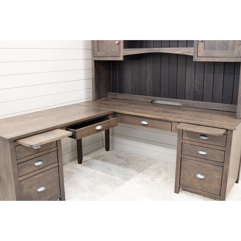 Princeton L White Oak Wood Desk with Hutch Top | SB