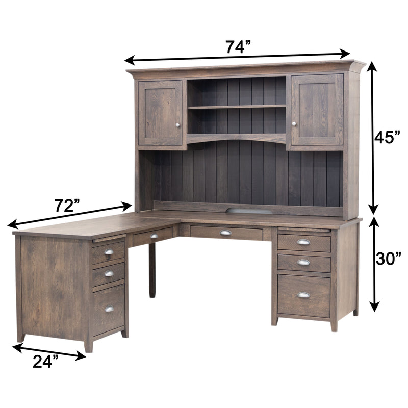Princeton L White Oak Wood Desk with Hutch Top | SB