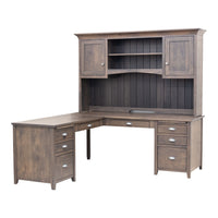Princeton L White Oak Wood Desk with Hutch Top | SB